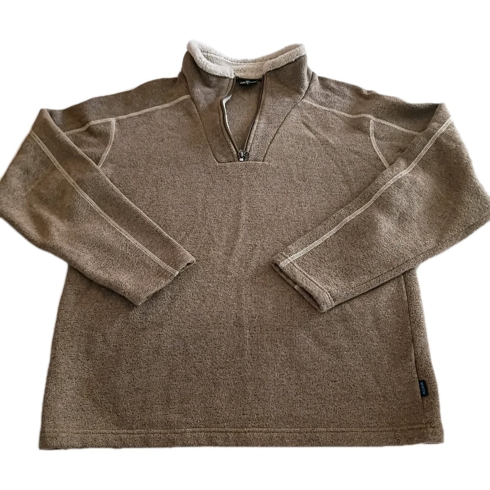 Kuhl Interceptr 1/4 Zip Fleece Pullover Mens Large Brown Alfpaca Hiking Sweater‎